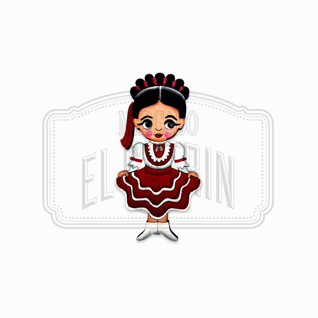 Chihuahua - Traditional Dress Wooden Magnet