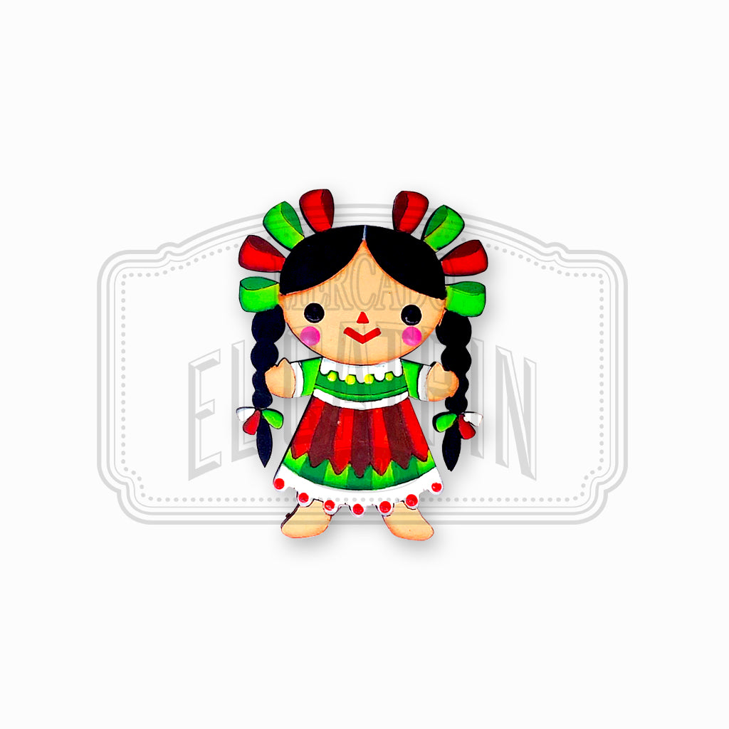 Muñeca Otomi - Arte Popular Wooden Magnet