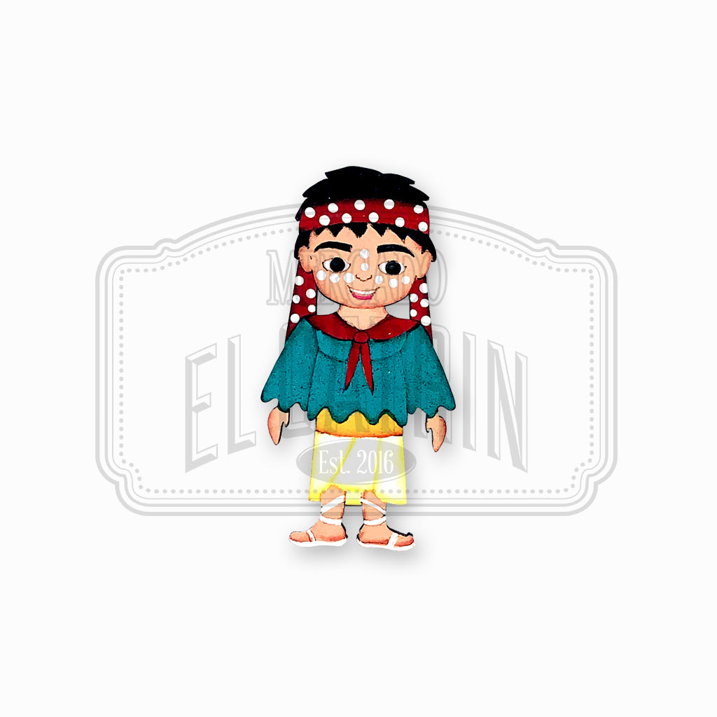 Hombre Taraumara - Traditional Style Wooden Magnet