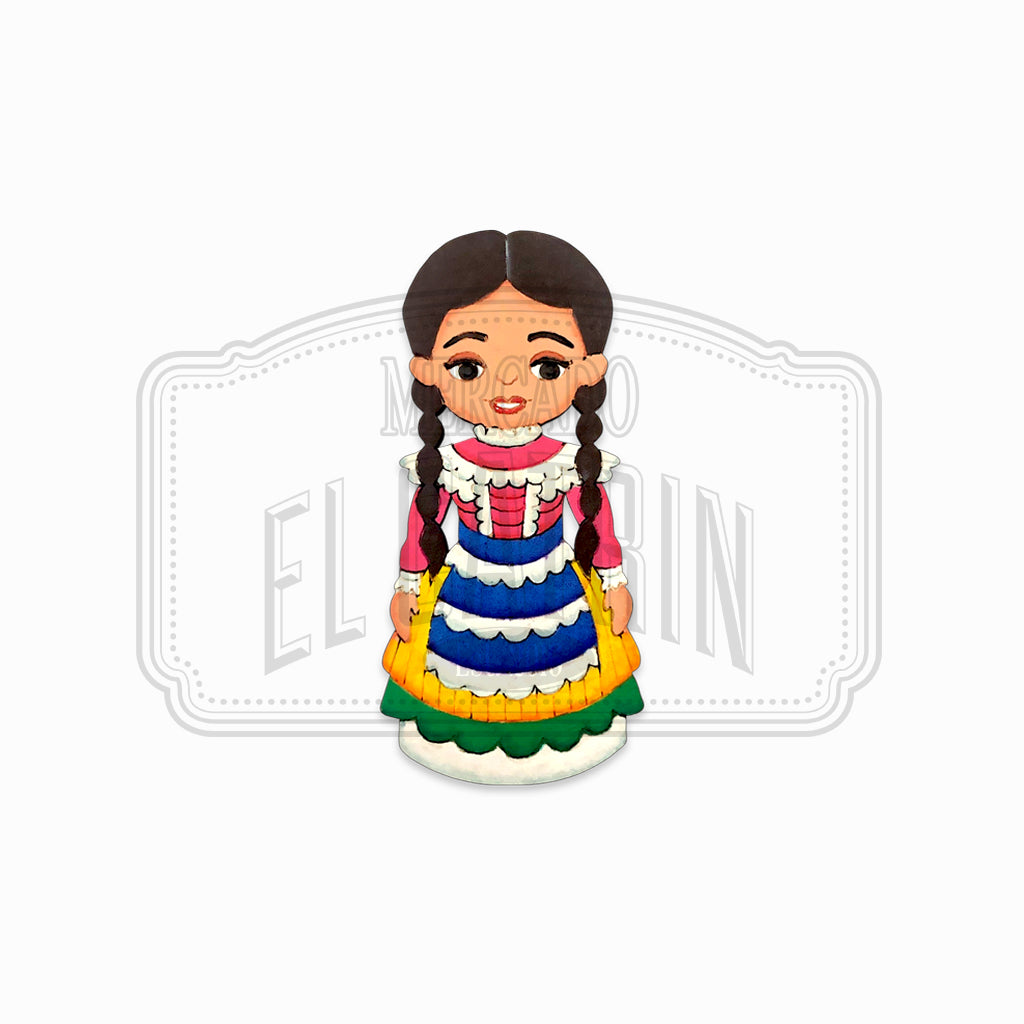 Mazahua - Traditional Dress Wooden Magnet