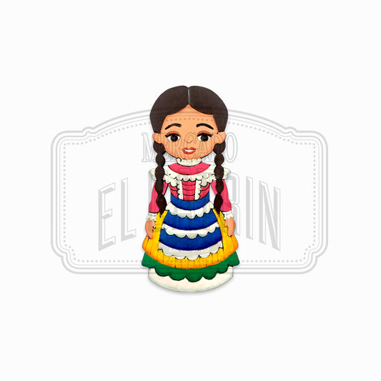 Mazahua - Traditional Dress Wooden Magnet