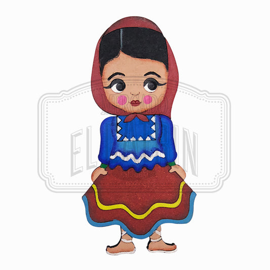 Terahumara - Traditional Dress Wooden Magnet