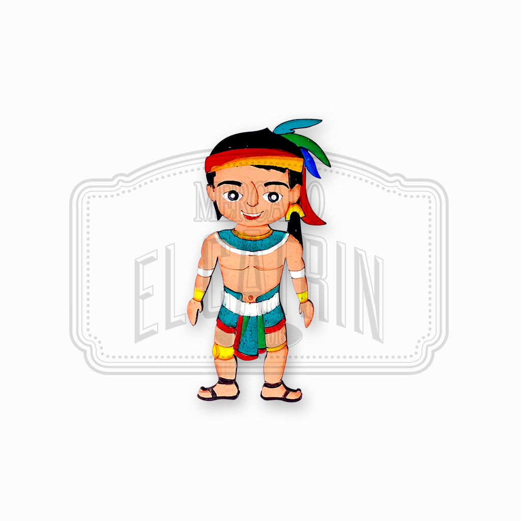 Hombre Maya - Traditional Style Wooden Magnet