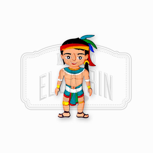 Hombre Maya - Traditional Style Wooden Magnet